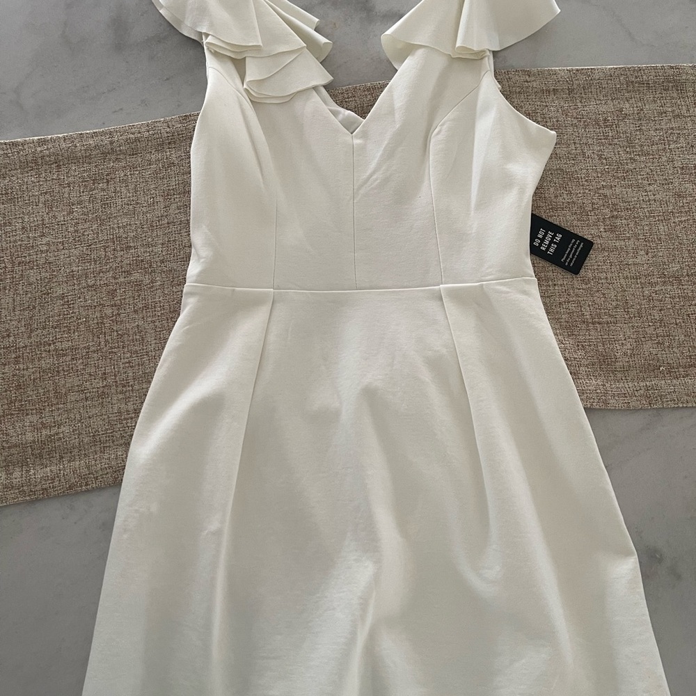 Express White Mini Ruffle Open back Dress - Picture 4 of 6